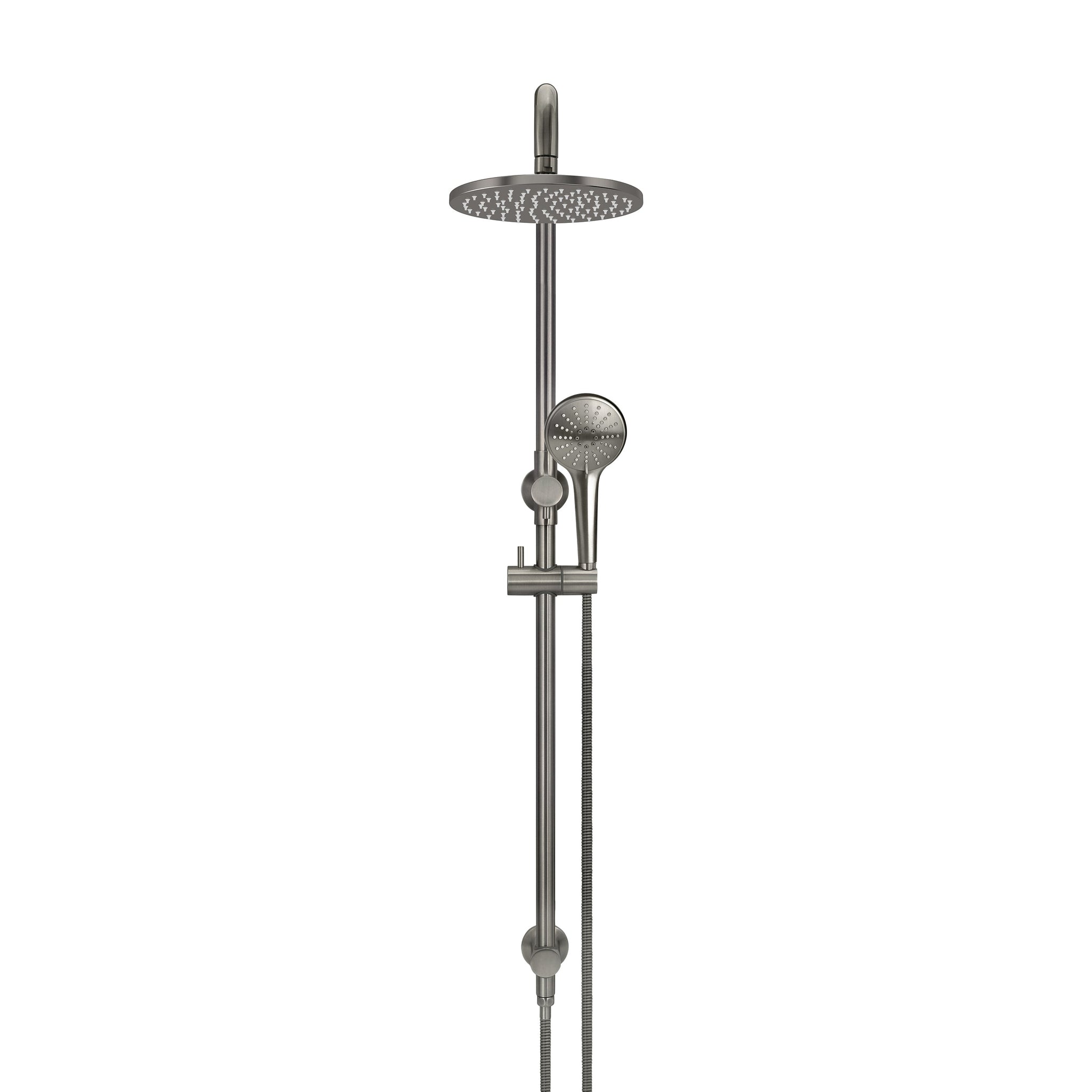 Round Combination Shower Rail 200mm Rose, Three Function Hand Shower - Shadow