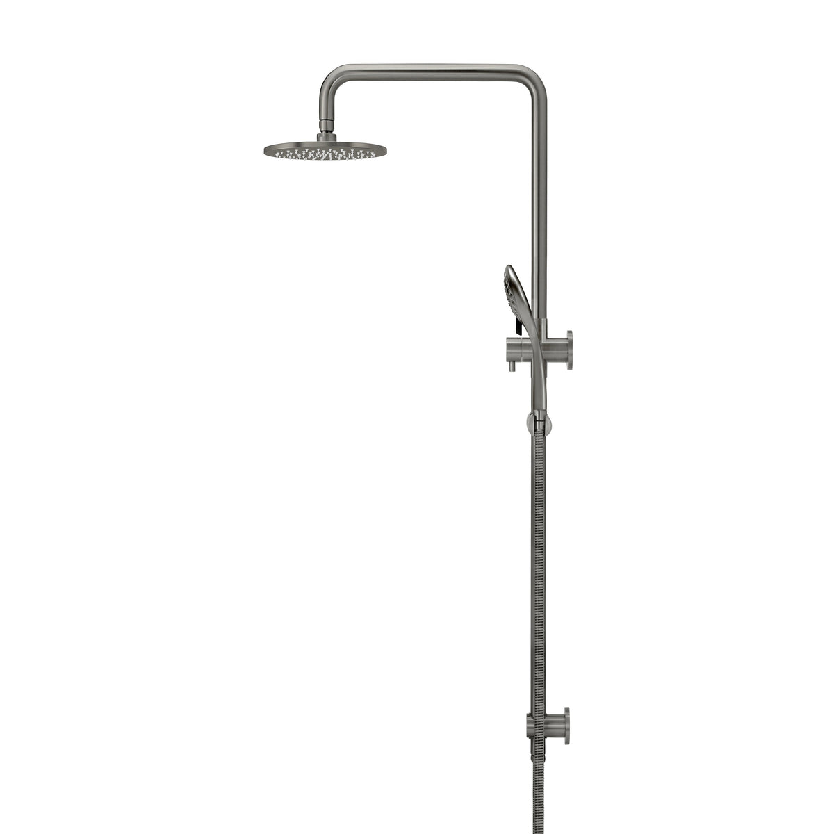 Round Combination Shower Rail 200mm Rose, Three Function Hand Shower - Shadow