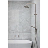 Round Combination Shower Rail 200mm Rose, Single Function Hand Shower in Polished Chrome - angled product view