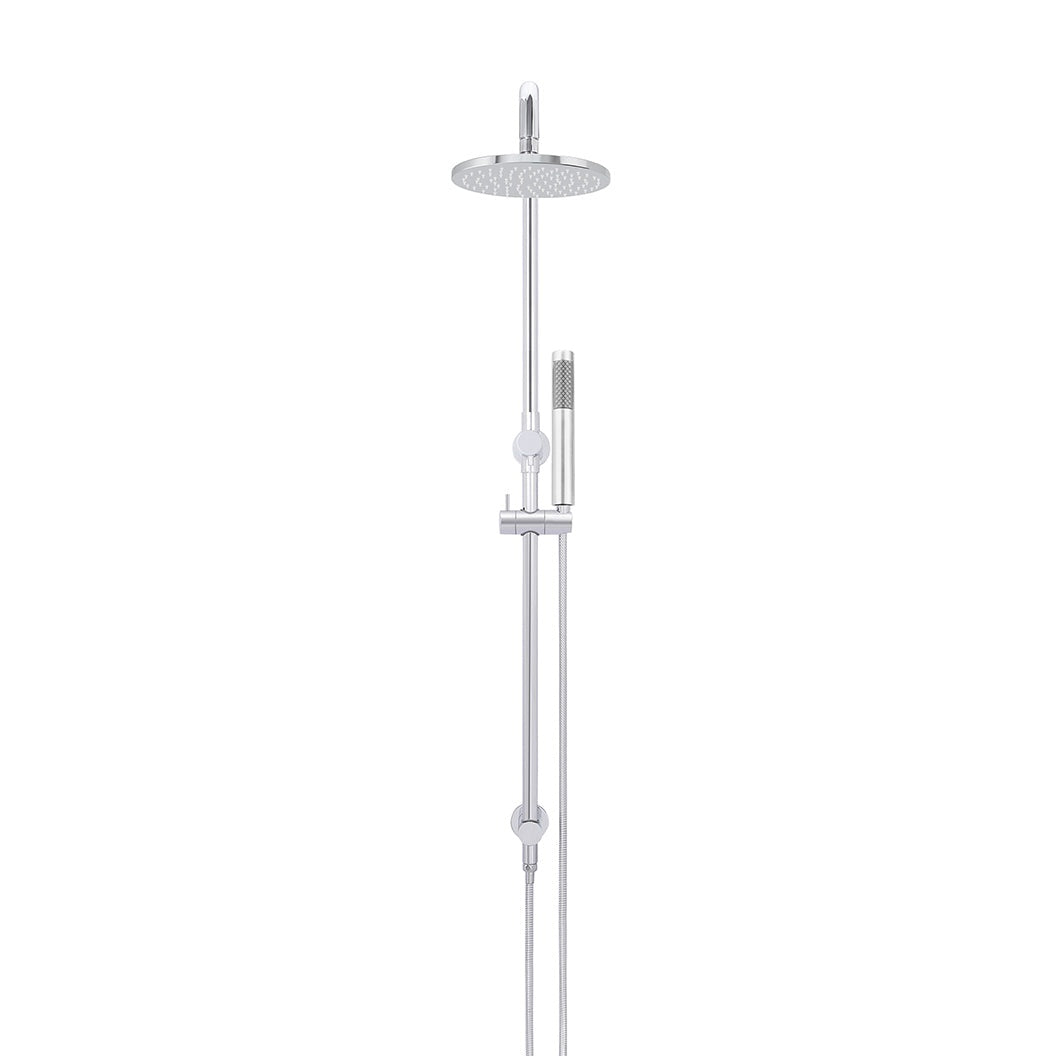 Round Combination Shower Rail 200mm Rose, Single Function Hand Shower - Polished Chrome