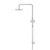 Round Combination Shower Rail 200mm Rose, Single Function Hand Shower - Polished Chrome