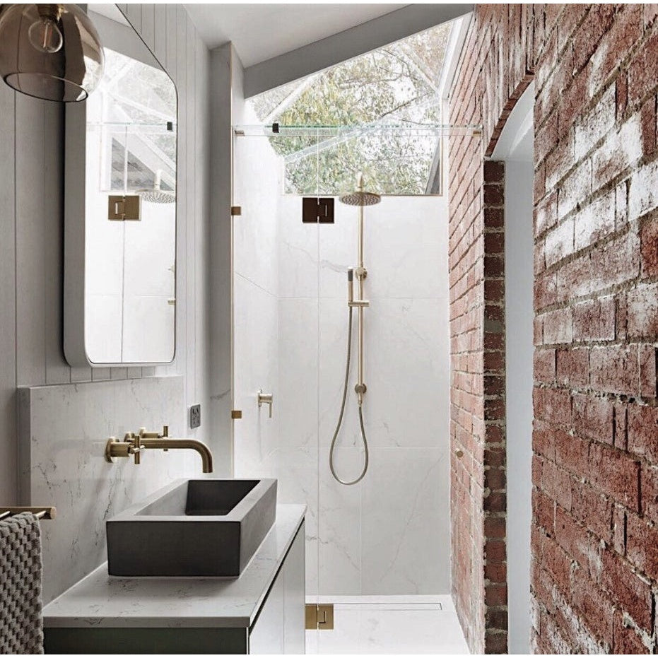 Round Combination Shower Rail 200mm Rose, Single Function Hand Shower - Tiger Bronze