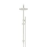Round Combination Shower Rail 200mm Rose, Single Function Hand Shower in Brushed Nickel - angled product view