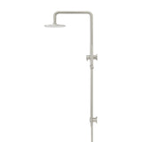 Round Combination Shower Rail 200mm Rose, Single Function Hand Shower - Brushed Nickel