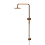Round Combination Shower Rail 200mm Rose, Single Function Hand Shower - Lustre Bronze
