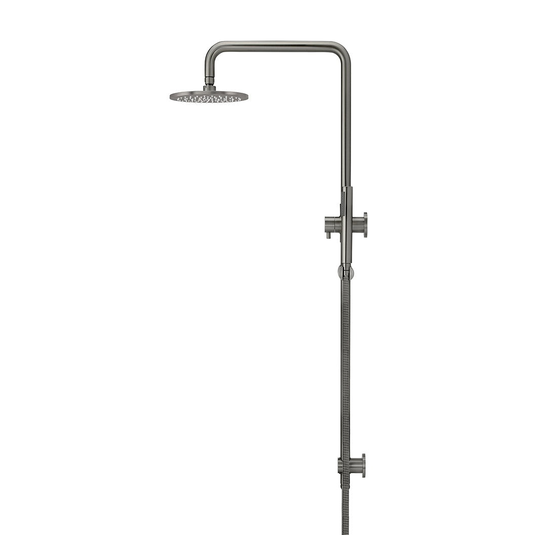 Round Combination Shower Rail 200mm Rose, Single Function Hand Shower - Shadow