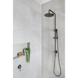 Round Combination Shower Rail 200mm Rose, Single Function Hand Shower - Shadow