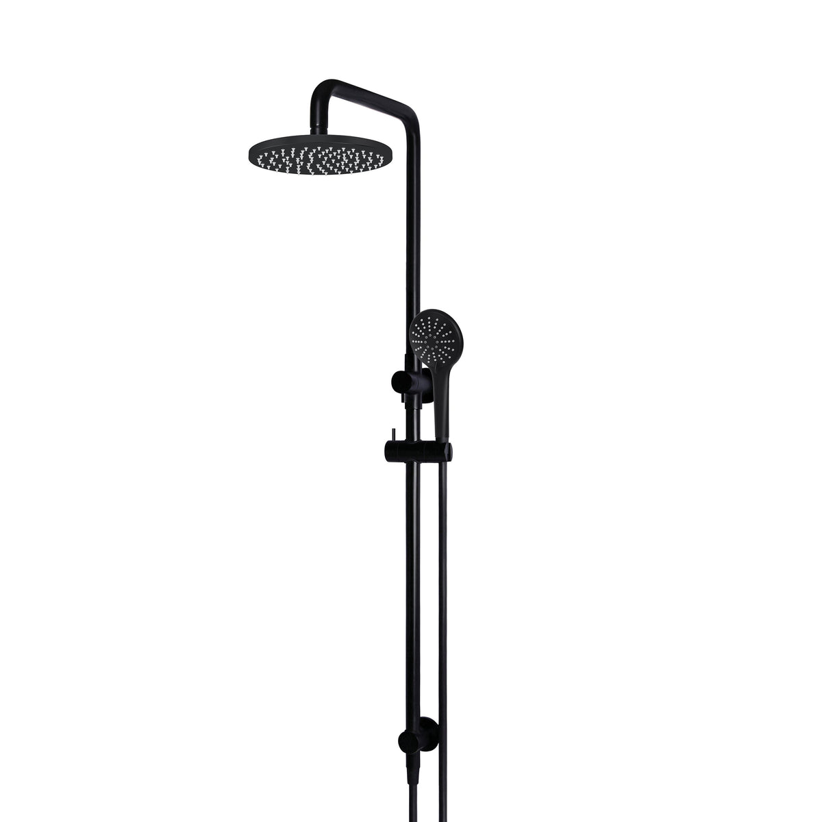 Round Combination Shower Rail, 200mm Rose, Three-Function Hand Shower - front view
