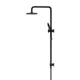 Round Combination Shower Rail, 200mm Rose, Three-Function Hand Shower - Matte Black