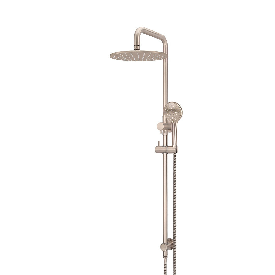 Round Combination Shower Rail 300mm Rose, Three Function Hand Shower