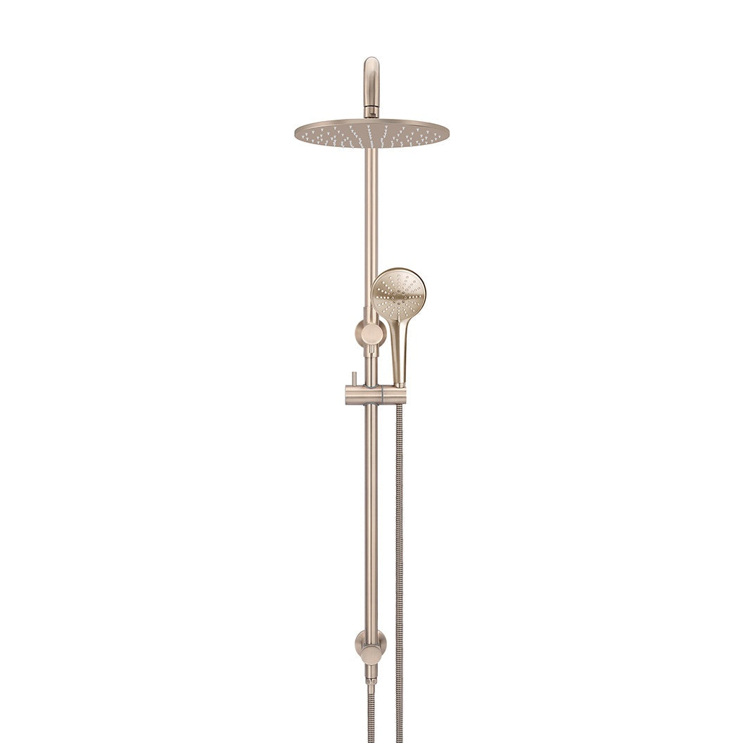 Round Combination Shower Rail 300mm Rose, Three Function Hand Shower - Champagne