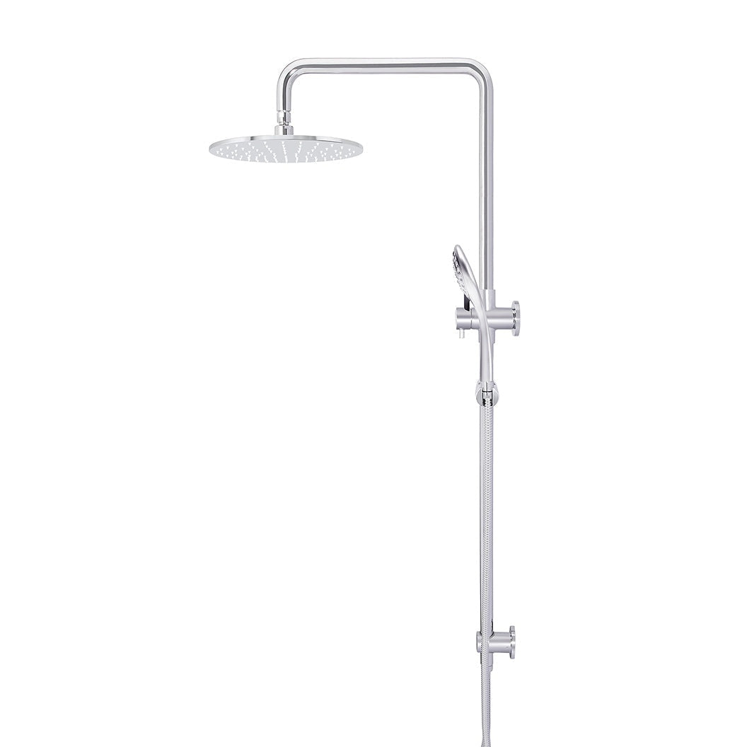Round Combination Shower Rail 300mm Rose, Three Function Hand Shower - Polished Chrome