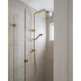 Round Combination Shower Rail 300mm Rose, Three Function Hand Shower - Tiger Bronze
