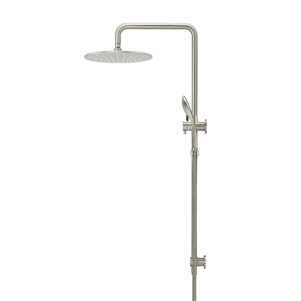 Round Combination Shower Rail 300mm Rose, Three Function Hand Shower - Brushed Nickel