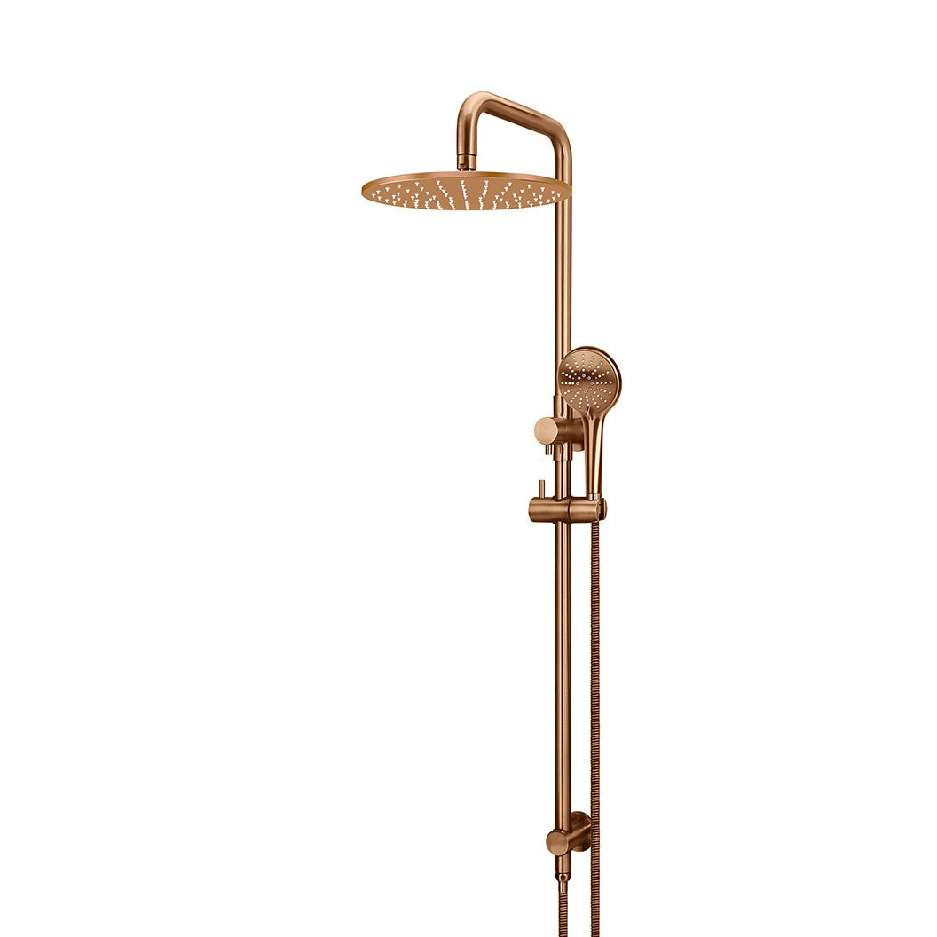 Round Combination Shower Rail, 300mm Rose, Three Function Hand Shower - Lustre Bronze