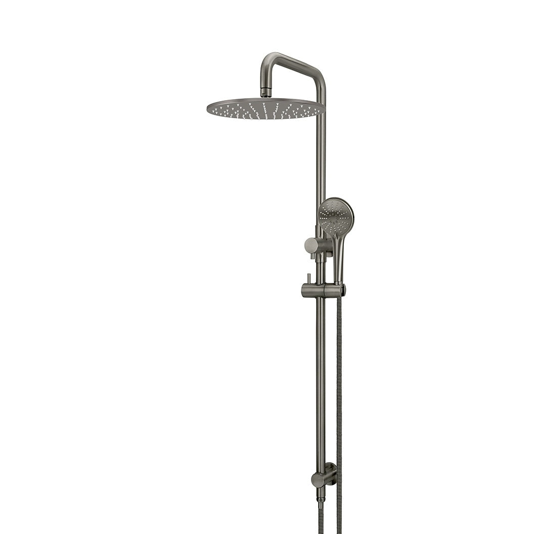 Round Combination Shower Rail 300mm Rose, Three Function Hand Shower