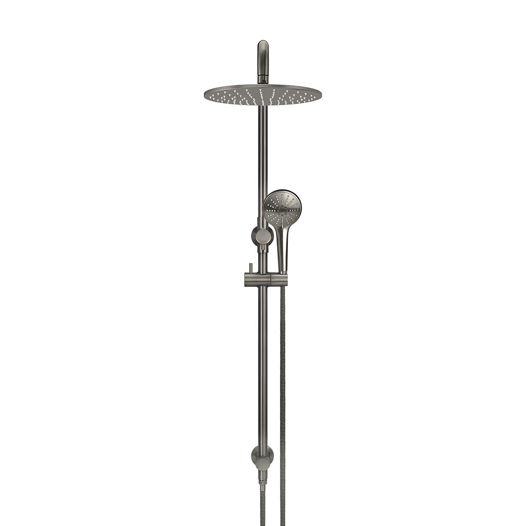 Round Combination Shower Rail 300mm Rose, Three Function Hand Shower - Shadow