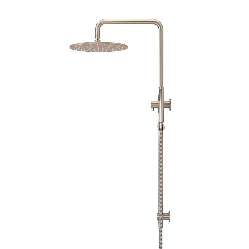 Round Combination Shower Rail 300mm Rose, Single Function Hand Shower - Champagne
