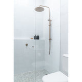 Round Combination Shower Rail 300mm Rose, Single Function Hand Shower - Champagne