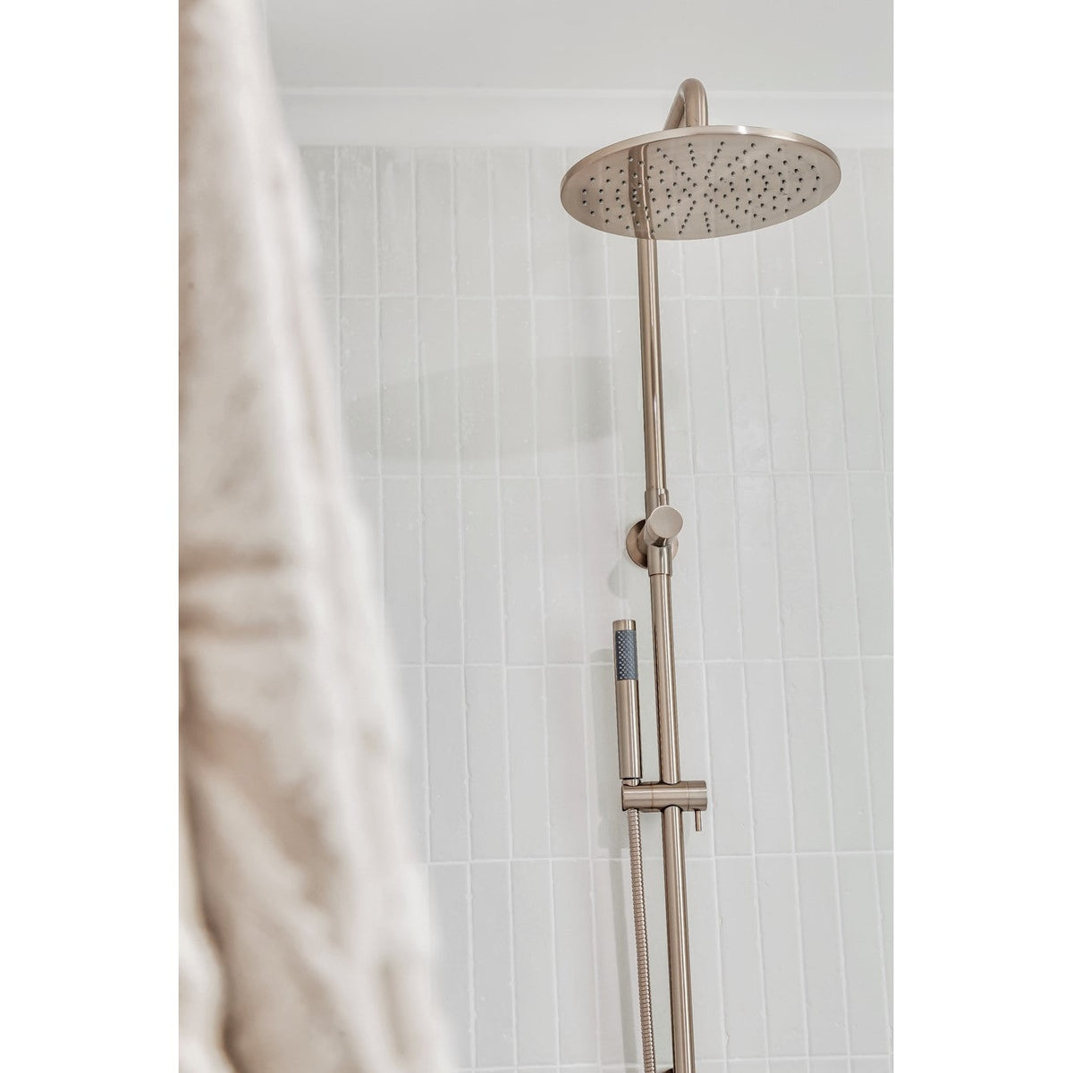 Round Combination Shower Rail 300mm Rose, Single Function Hand Shower in Polished Chrome - alternative product view