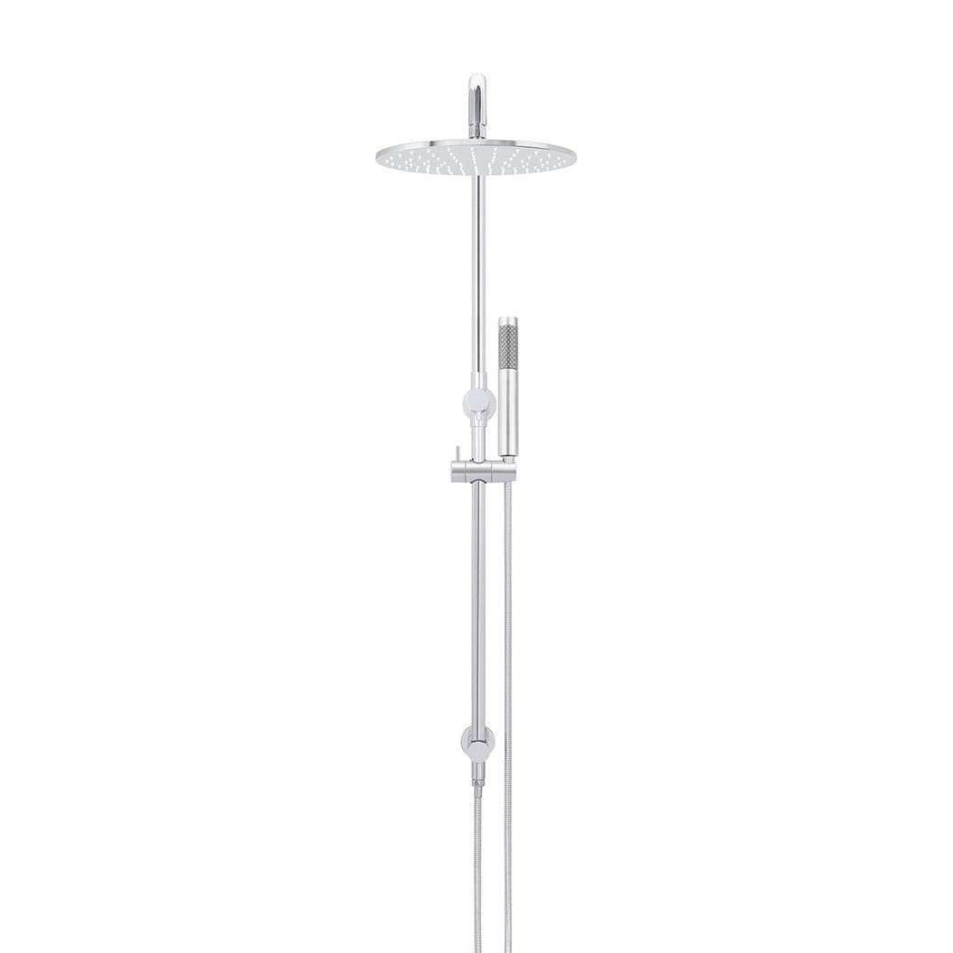 Round Combination Shower Rail 300mm Rose, Single Function Hand Shower - Polished Chrome