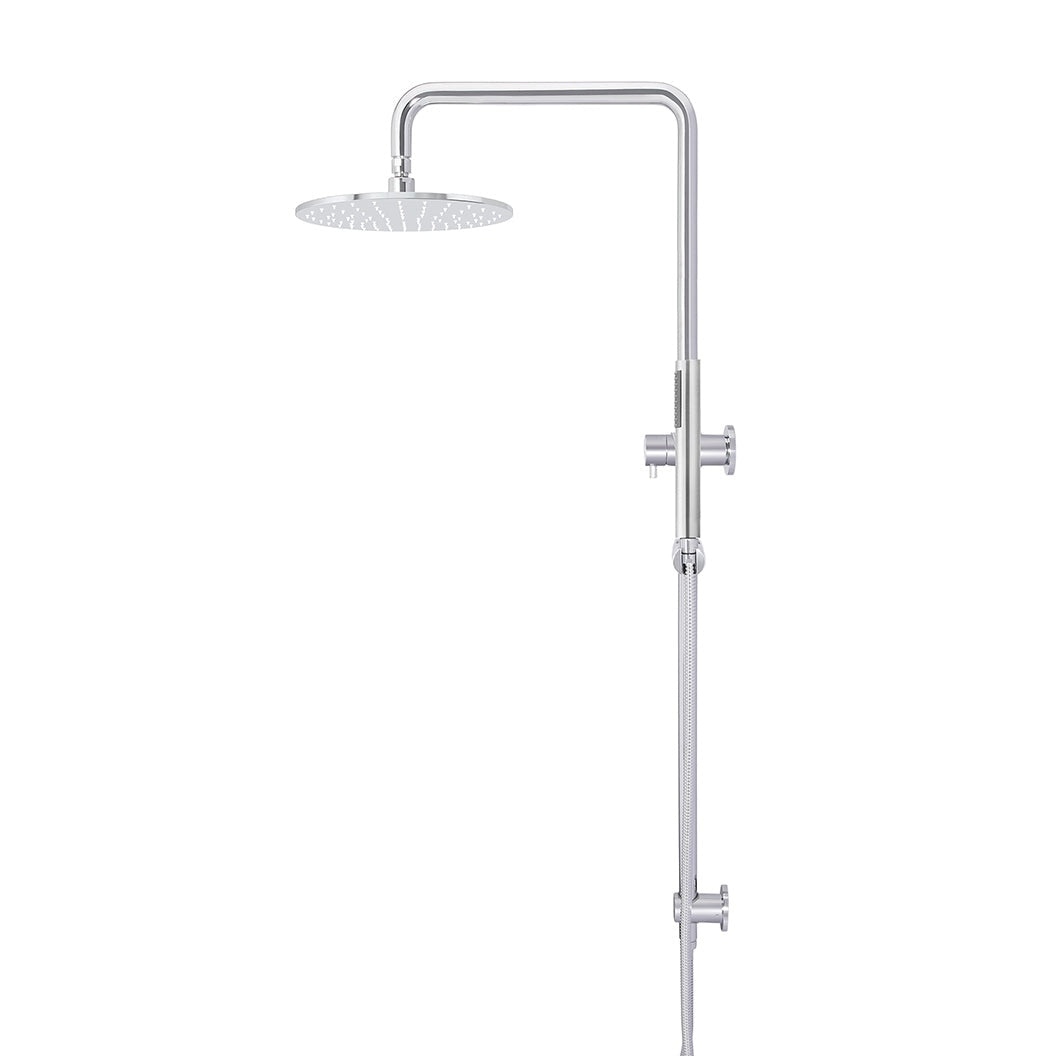 Round Combination Shower Rail 300mm Rose, Single Function Hand Shower - Polished Chrome