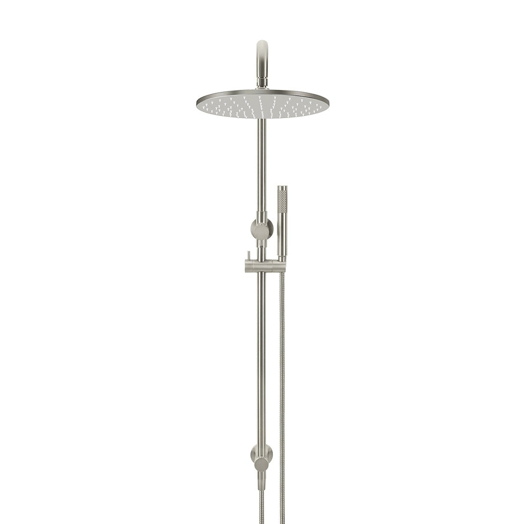 Round Combination Shower Rail, 300mm Rose, Single Function Hand Shower - Brushed Nickel