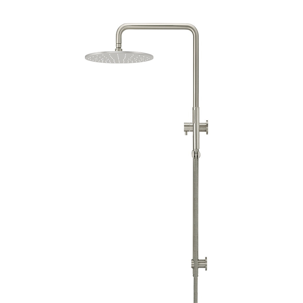 Round Combination Shower Rail, 300mm Rose, Single Function Hand Shower - Brushed Nickel