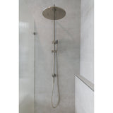 Round Combination Shower Rail 300mm Rose, Single Function Hand Shower in Brushed Nickel - side profile view
