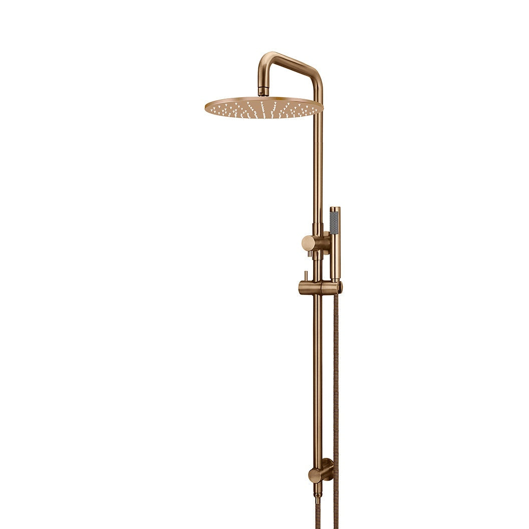 Round Combination Shower Rail, 300mm Rose, Single Function Hand Shower - Lustre Bronze