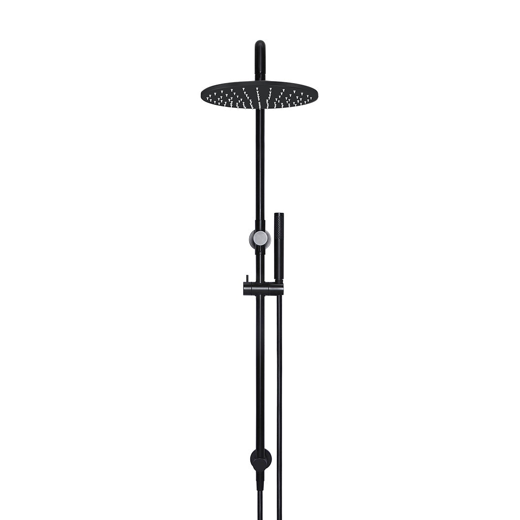 Round Combination Shower Rail 300mm Rose, Single Function Hand Shower - Matte Black