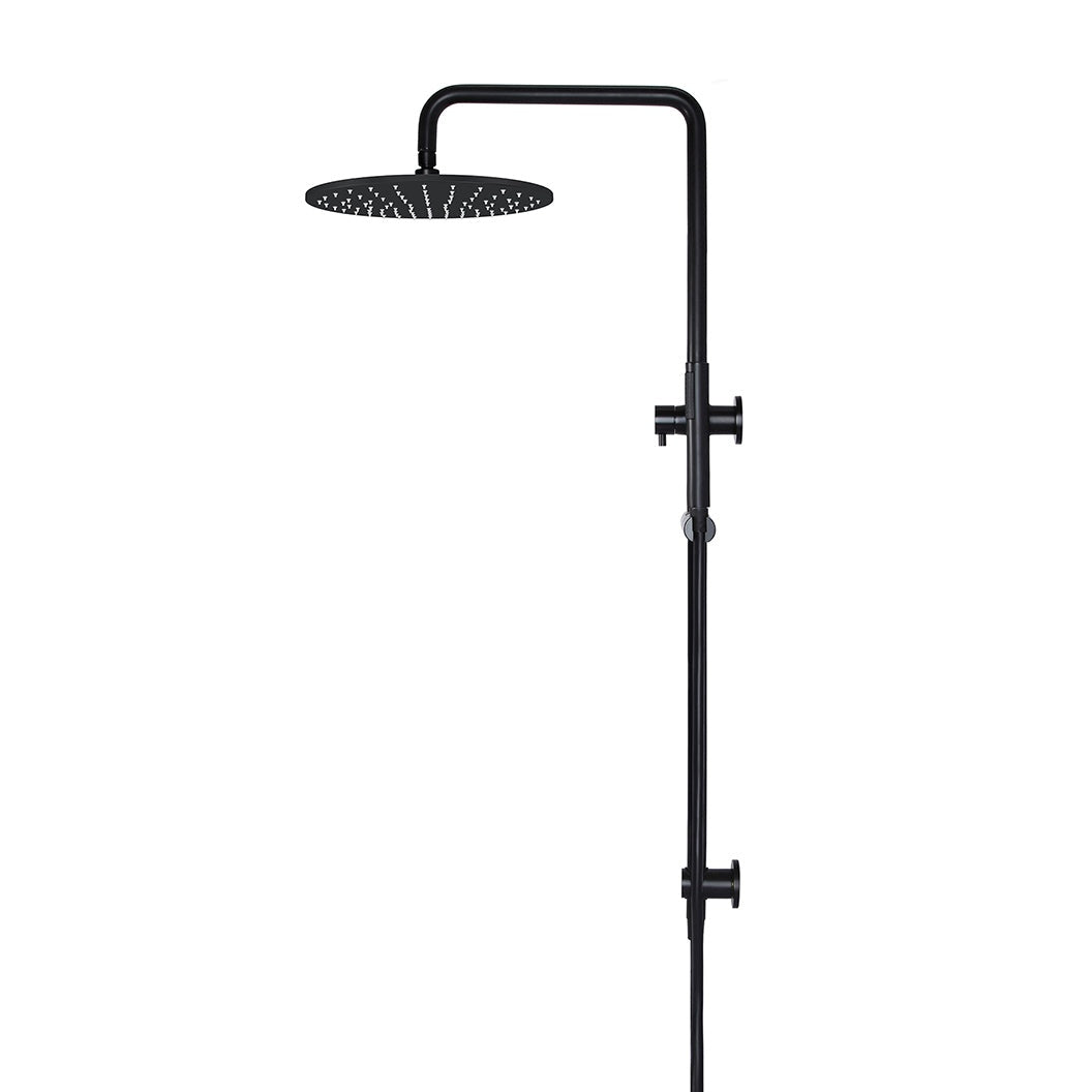 Round Combination Shower Rail 300mm Rose, Single Function Hand Shower - Matte Black