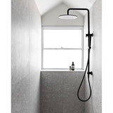 Round Combination Shower Rail 300mm Rose, Single Function Hand Shower - side profile view