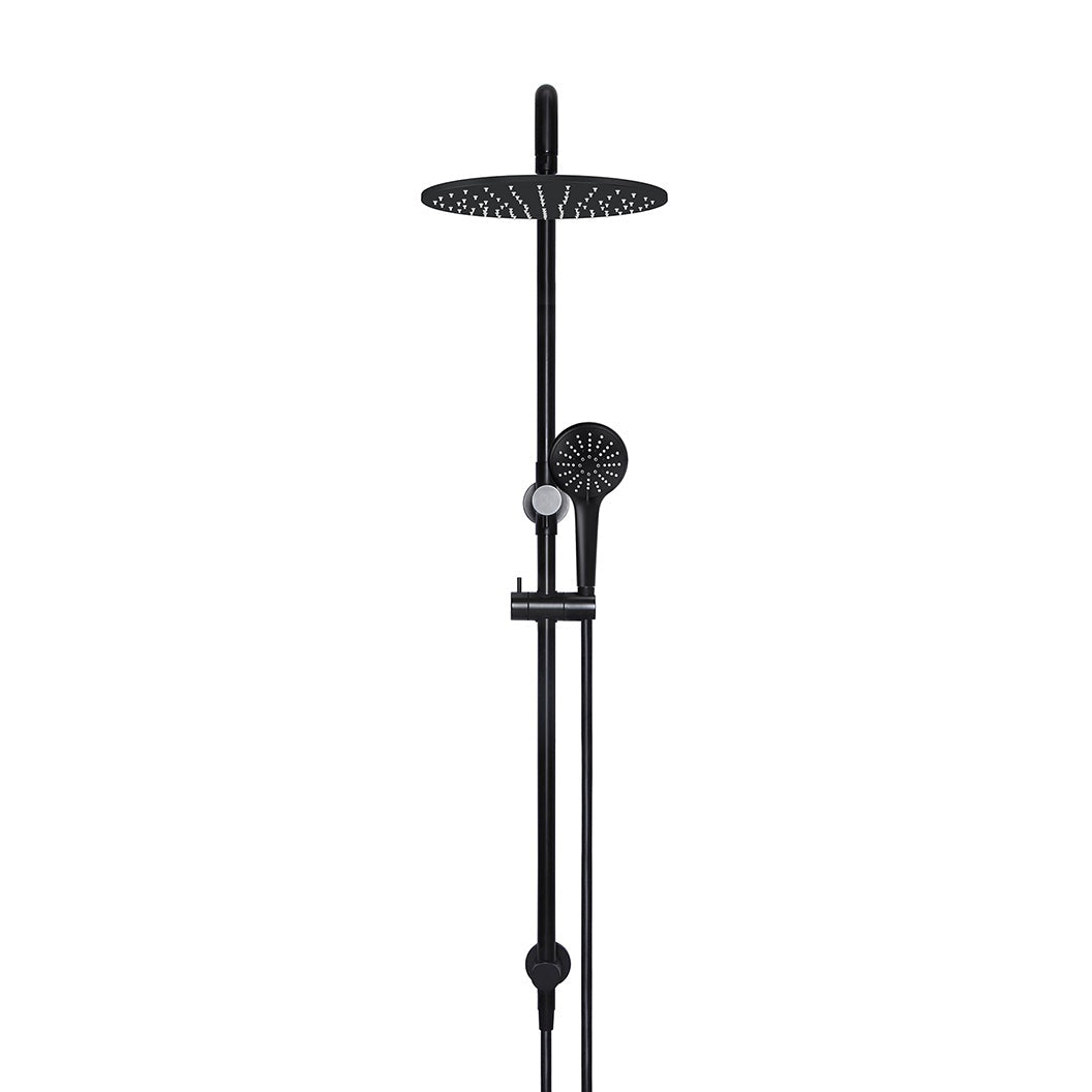 Round Combination Shower Rail 300mm Rose, Three Function Hand Shower - Matte Black