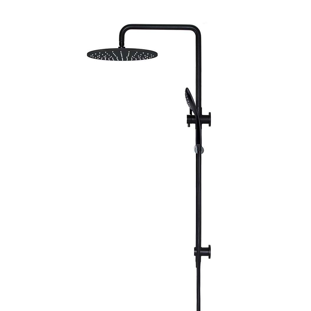 Round Combination Shower Rail 300mm Rose, Three Function Hand Shower - close-up detail view
