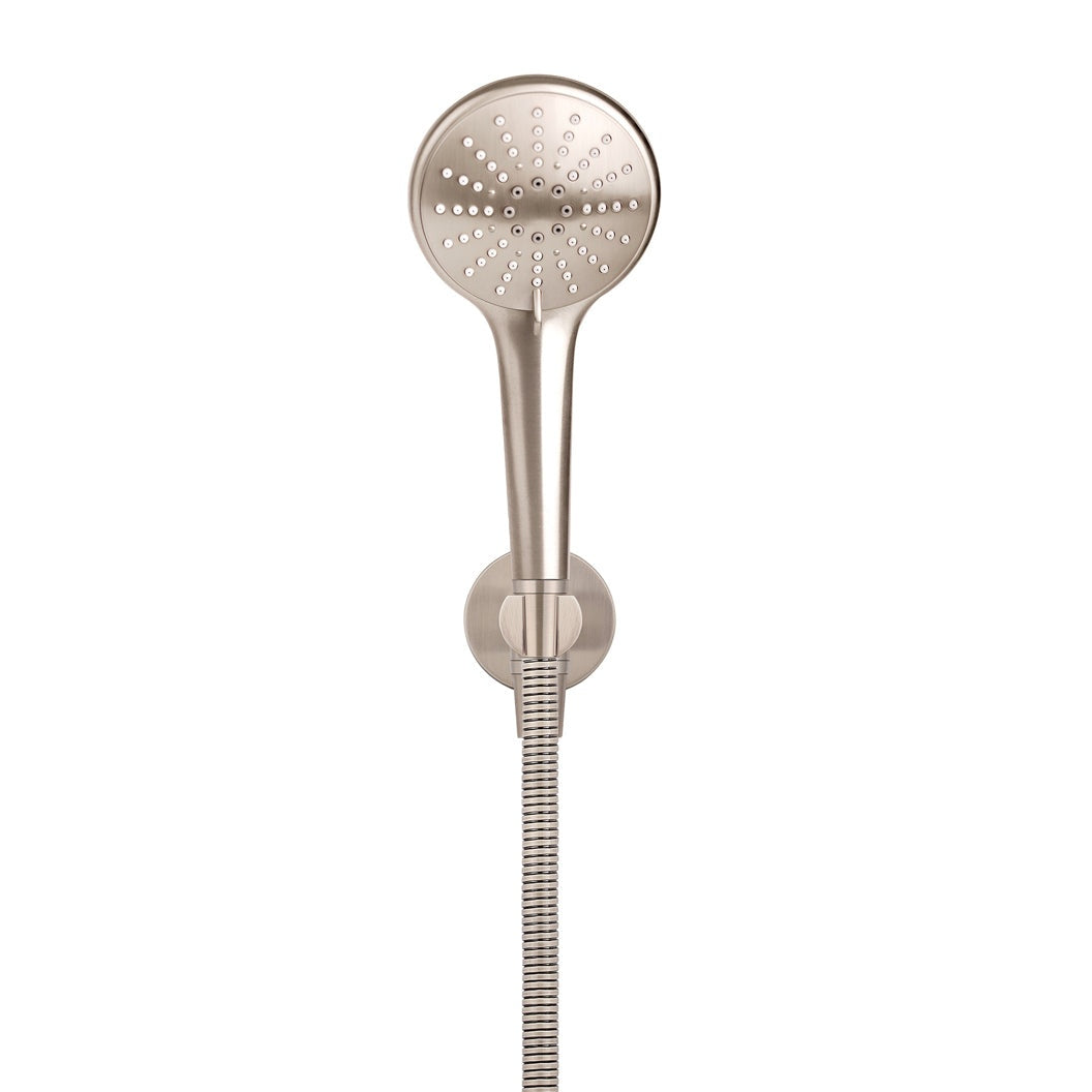 Round Three Function Hand Shower on Fixed Bracket in Polished Chrome - full product view