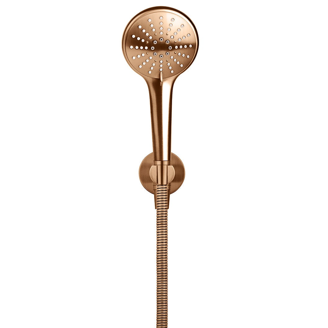 Round Three Function Hand Shower on Fixed Bracket - Lustre Bronze