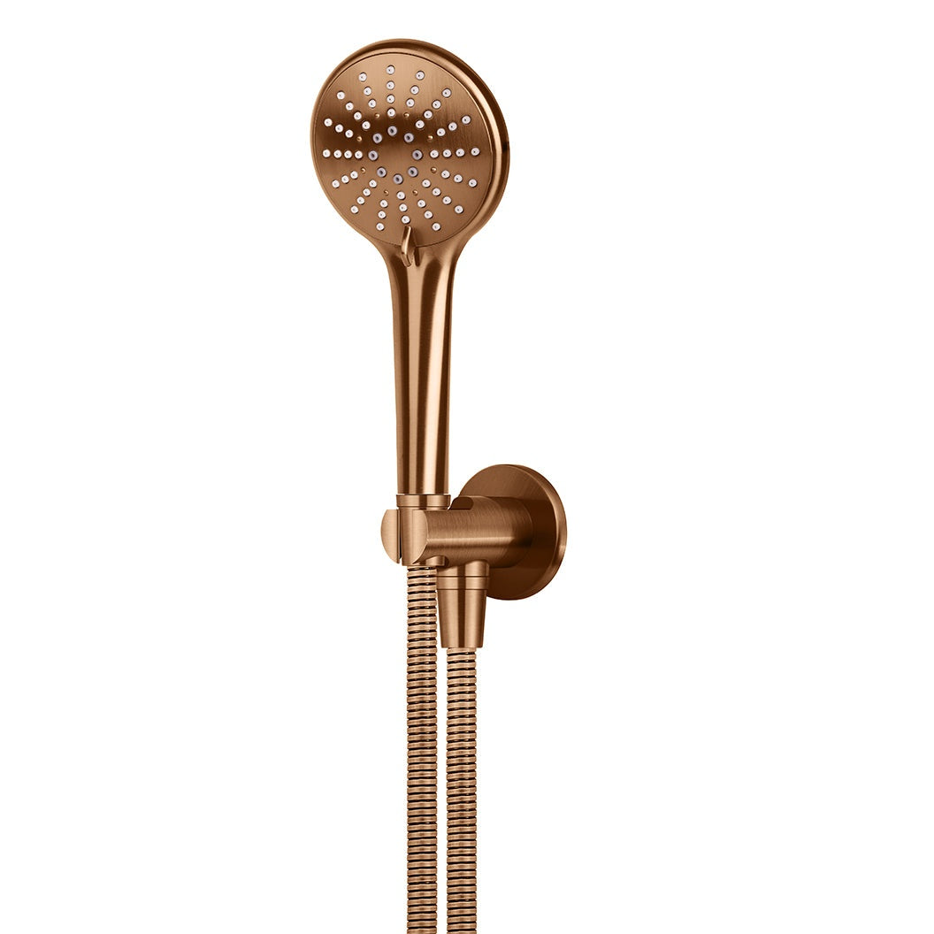 Round Three Function Hand Shower on Fixed Bracket - Lustre Bronze
