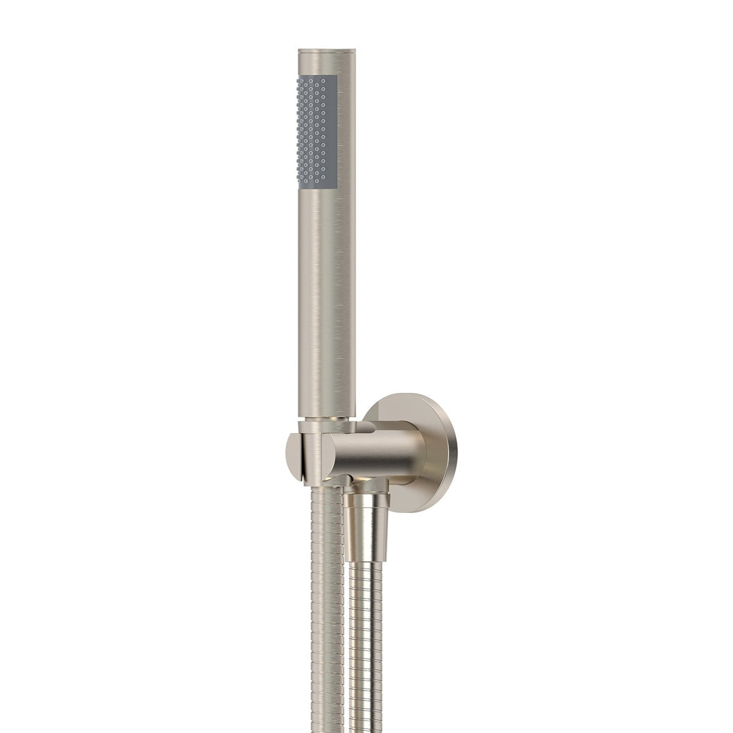 Round Hand Shower on Fixed Bracket - Brushed Nickel