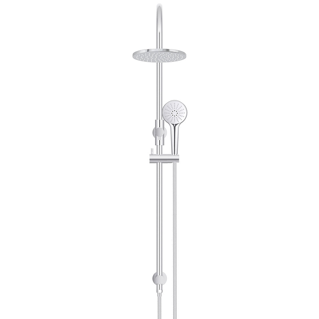 200mm Round Overhead Shower Rail, Three Function Hand Shower - rear mounting detail
