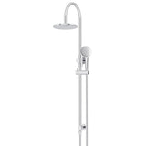 200mm Round Overhead Shower Rail, Three Function Hand Shower - Polished Chrome