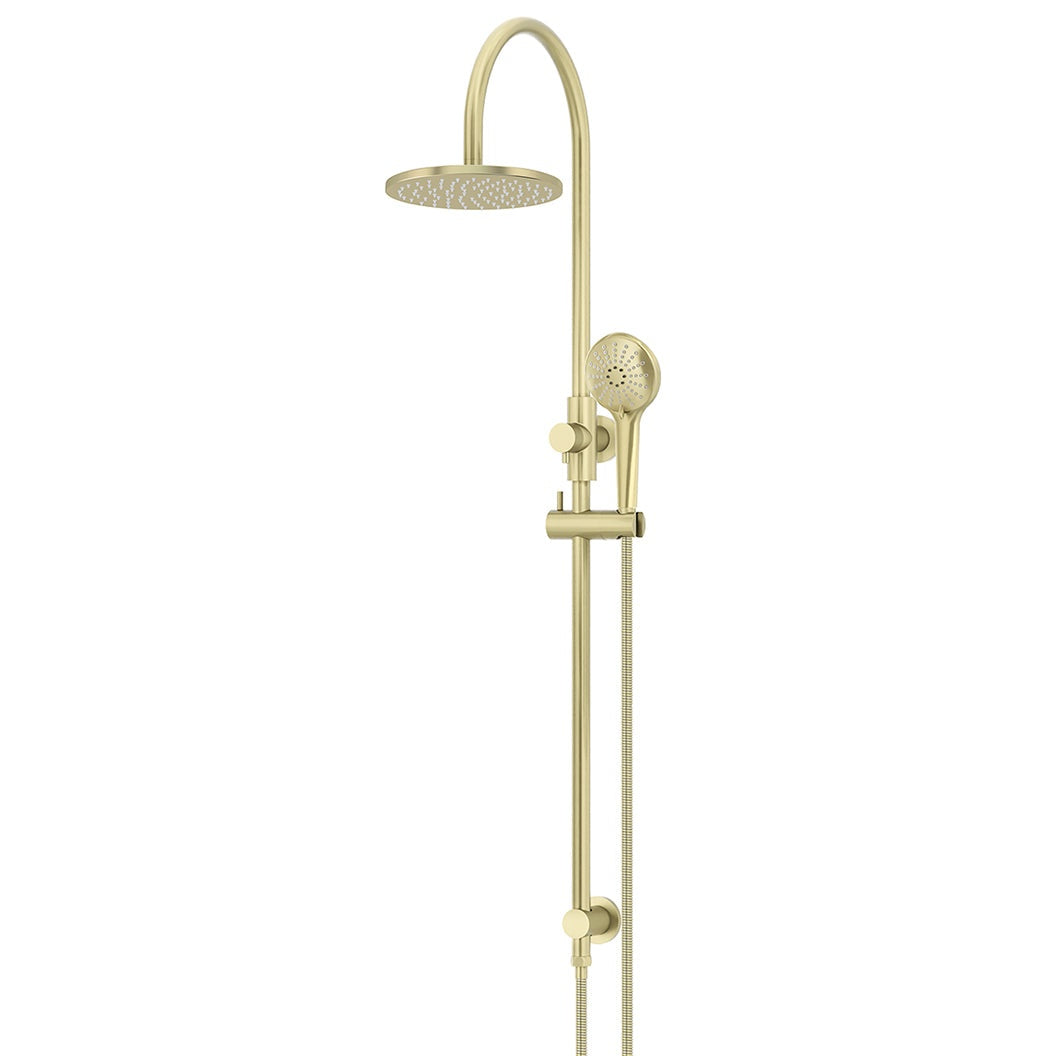 200mm Round Overhead Shower Rail, Three Function Hand Shower - Tiger Bronze