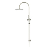 200mm Round Overhead Shower Rail, Three Function Hand Shower - Brushed Nickel