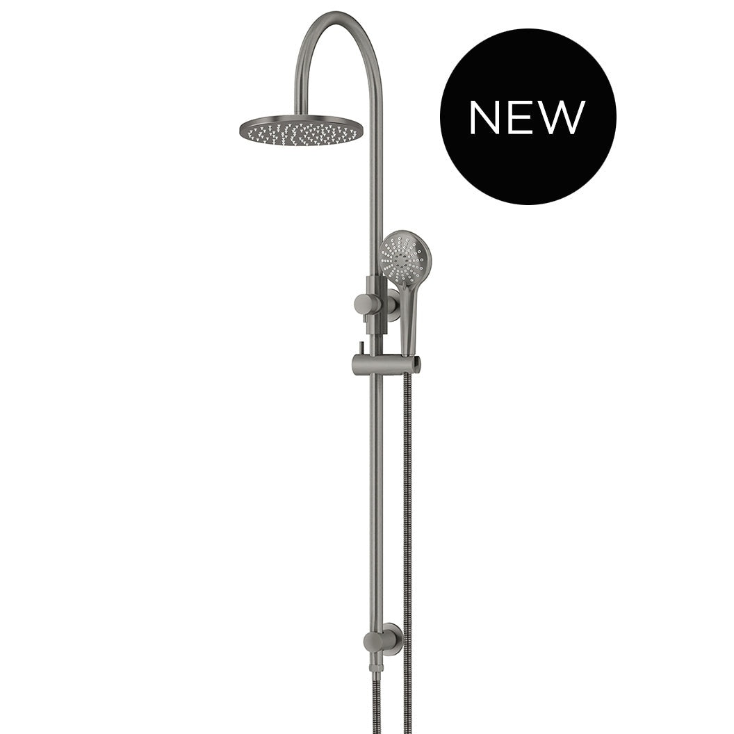 200mm Round Overhead Shower Rail, Three Function Hand Shower - finish and profile close-up (31 of 35)