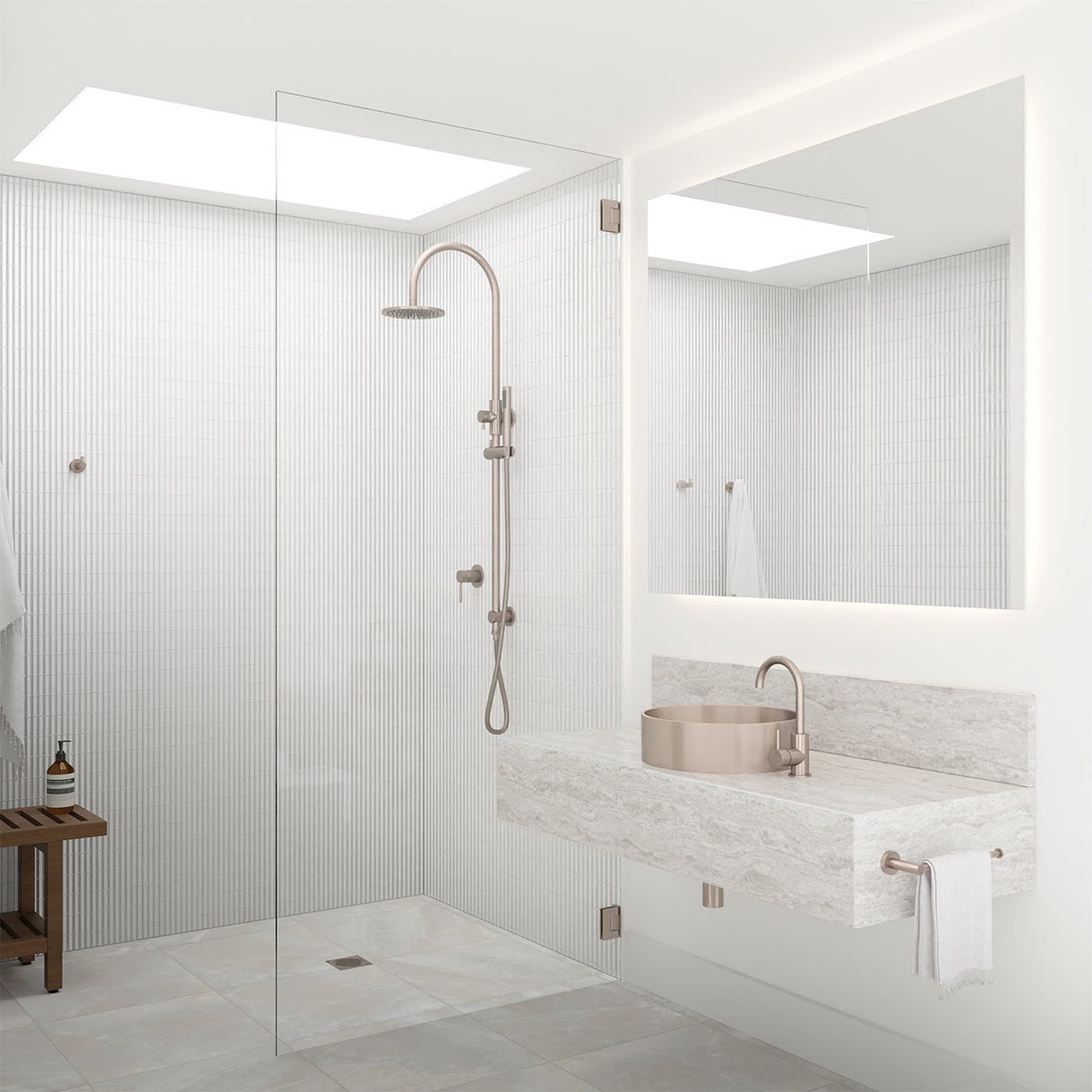 200mm Round Overhead Shower Set, Single Function Hand Shower in Polished Chrome - alternative product view