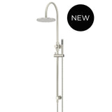 200mm Round Overhead Shower Set, Single Function Hand Shower in Brushed Nickel - close-up detail view