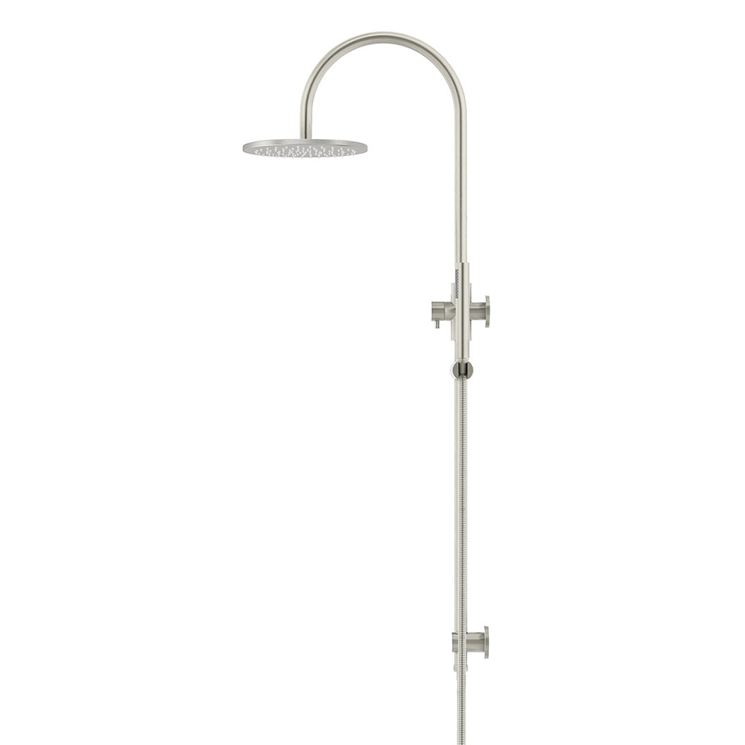 200mm Round Overhead Shower Set, Single Function Hand Shower - Brushed Nickel