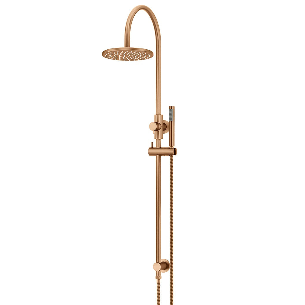 200mm Round Overhead Shower Set, Single Function Hand Shower - Lustre Bronze
