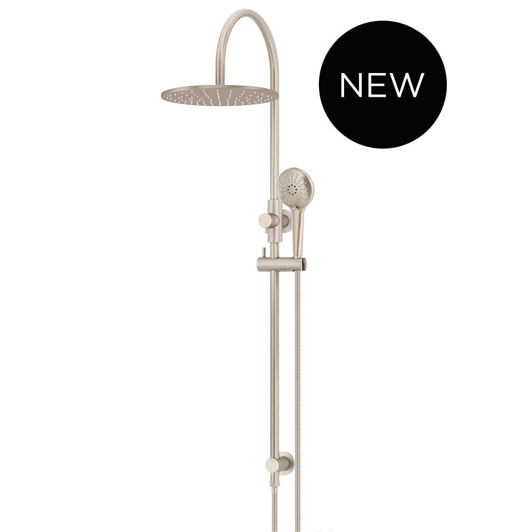 300mm Round Overhead Shower Rail, Three Function Hand Shower in Polished Chrome - front view