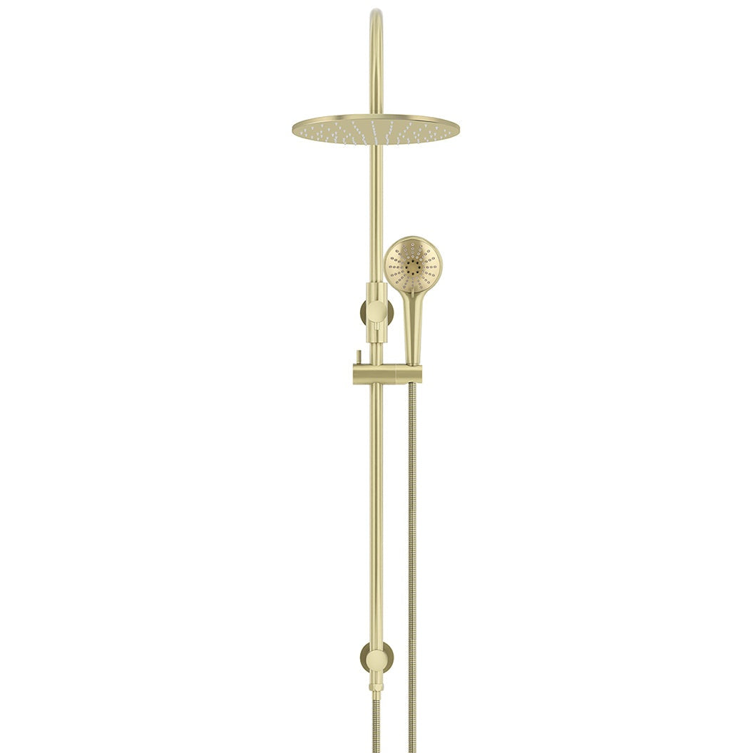 300mm Round Overhead Shower Rail, Three Function Hand Shower - Tiger Bronze